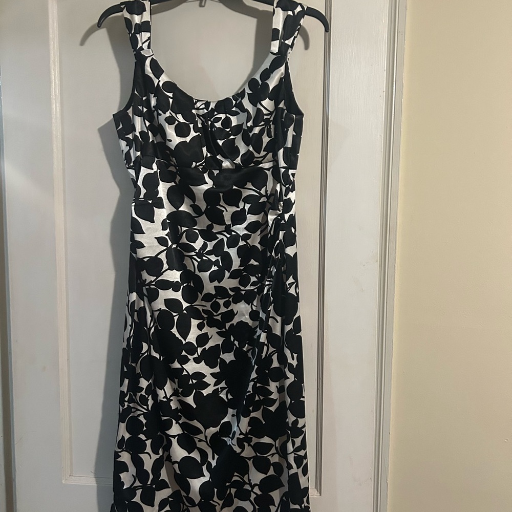 Maggy London Black and White Slip Midi Dress